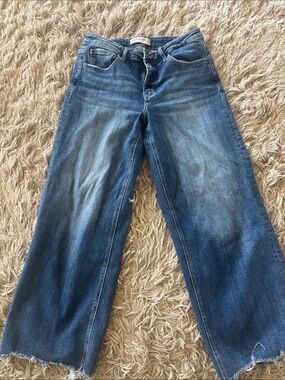 Low-Rise Wide-Leg Jeans in Medium Blue by Love Tree